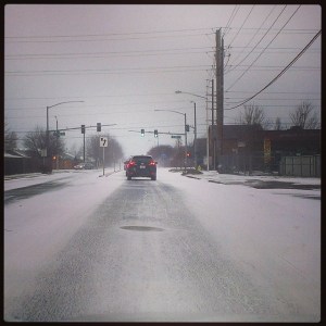 I know it's not much, but by Portland standards, this is a snowy commute.
