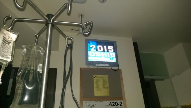 The moment the ball dropped in Times Square to usher in 2015 on the west coast. I captured it, IV and all.