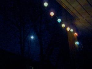 Watching a 95% waxing gibbous moon ride the sky next to our party lights = a great Tuesday evening! 