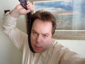 Dressing up for a job interview. 