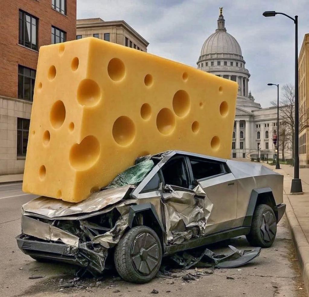 Cheese crushes Cybertruck, film at&nbsp;eleven.